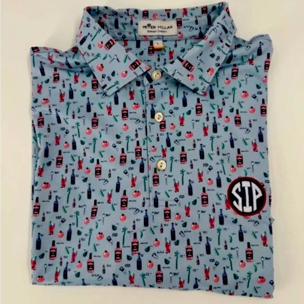 Peter Millar Bloody Mary SIP Polo! Ole Miss Large! EUC! - Picture 1 of 6
